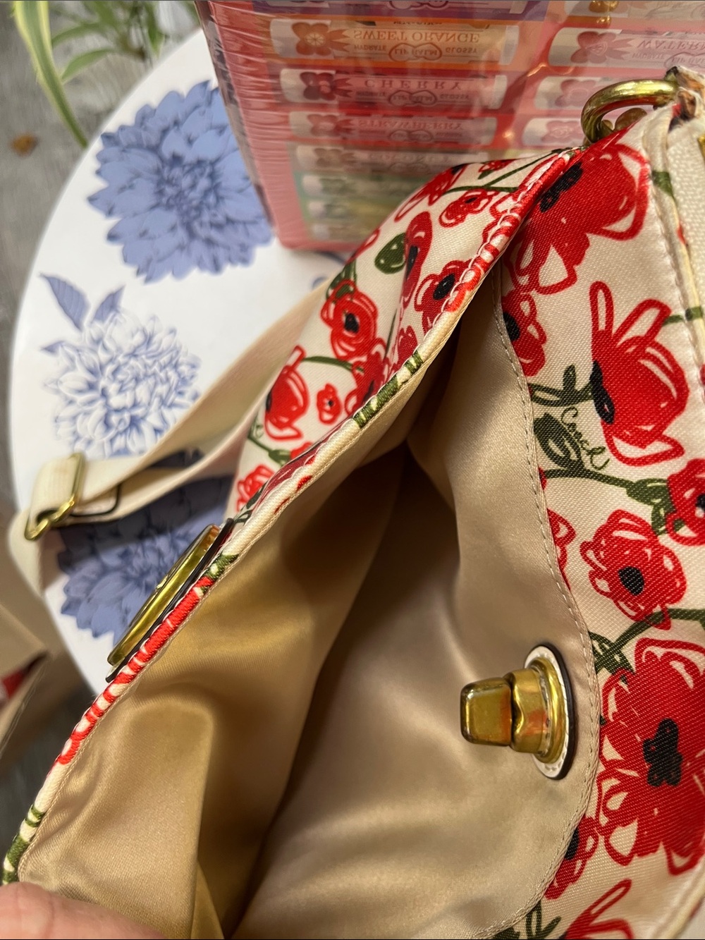 Coach Floral Crossbody Bag - Red Poppy Print - Picture 6 of 7